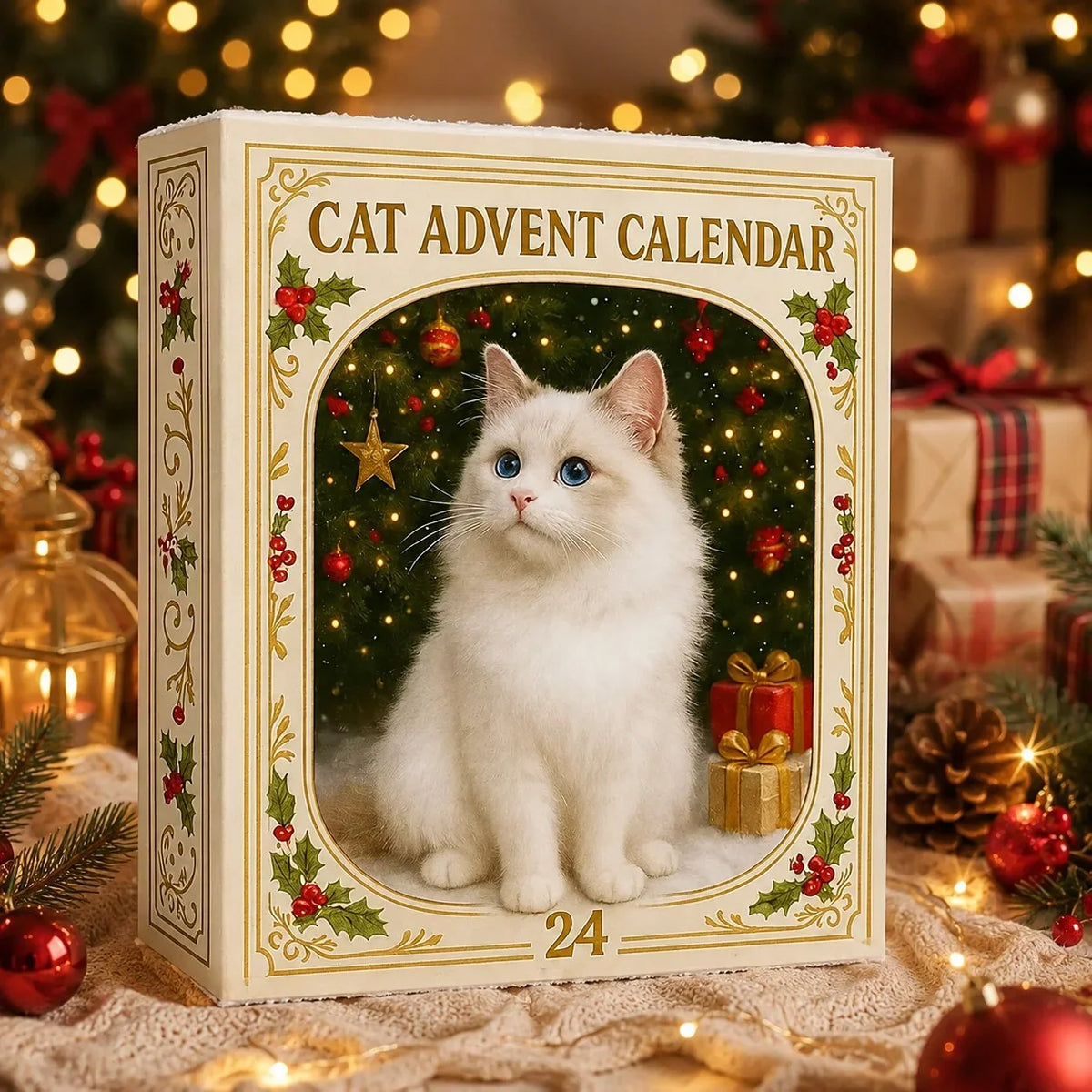 Adventskalender mit Katzenfiguren