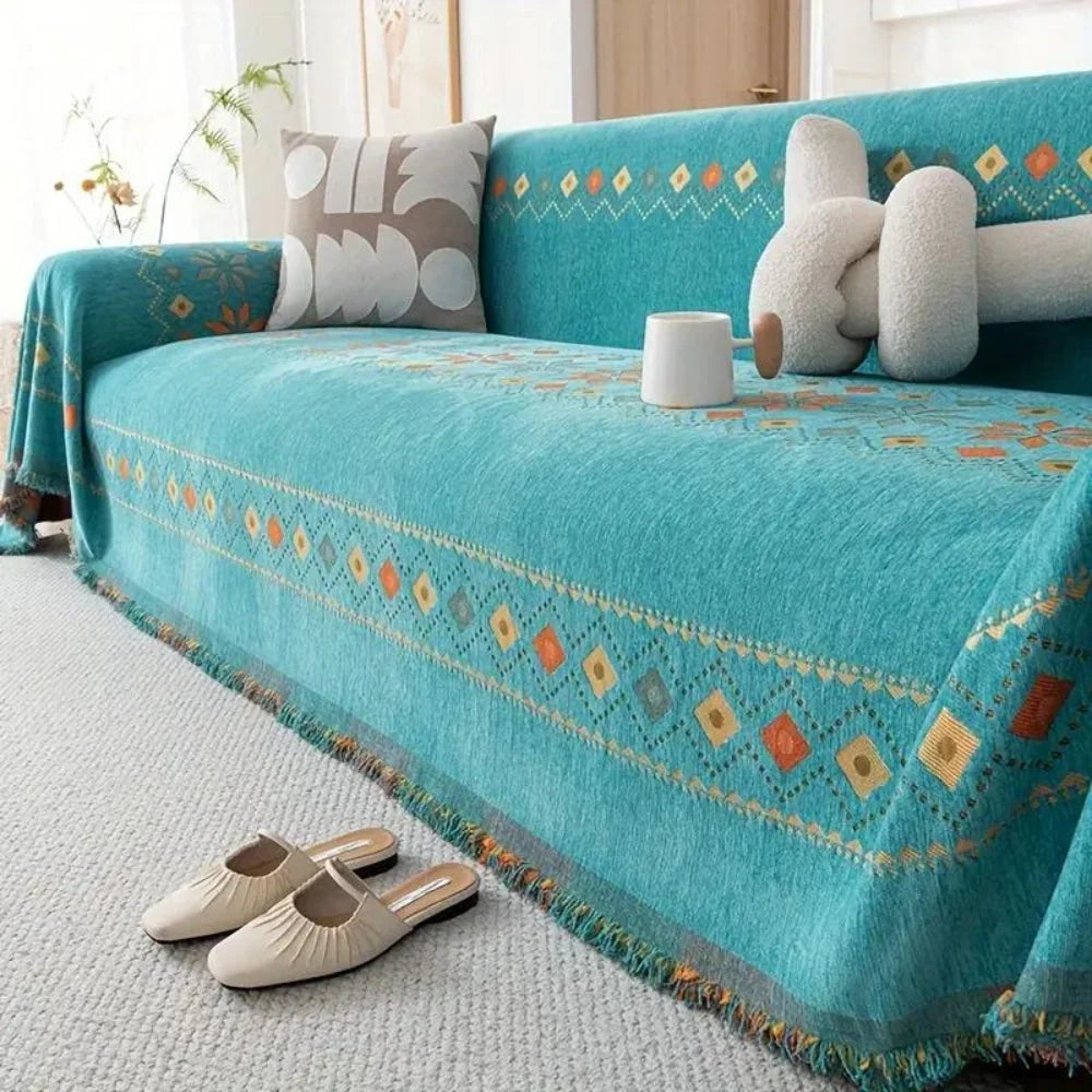 Sofaüberwurf mit Quasten
