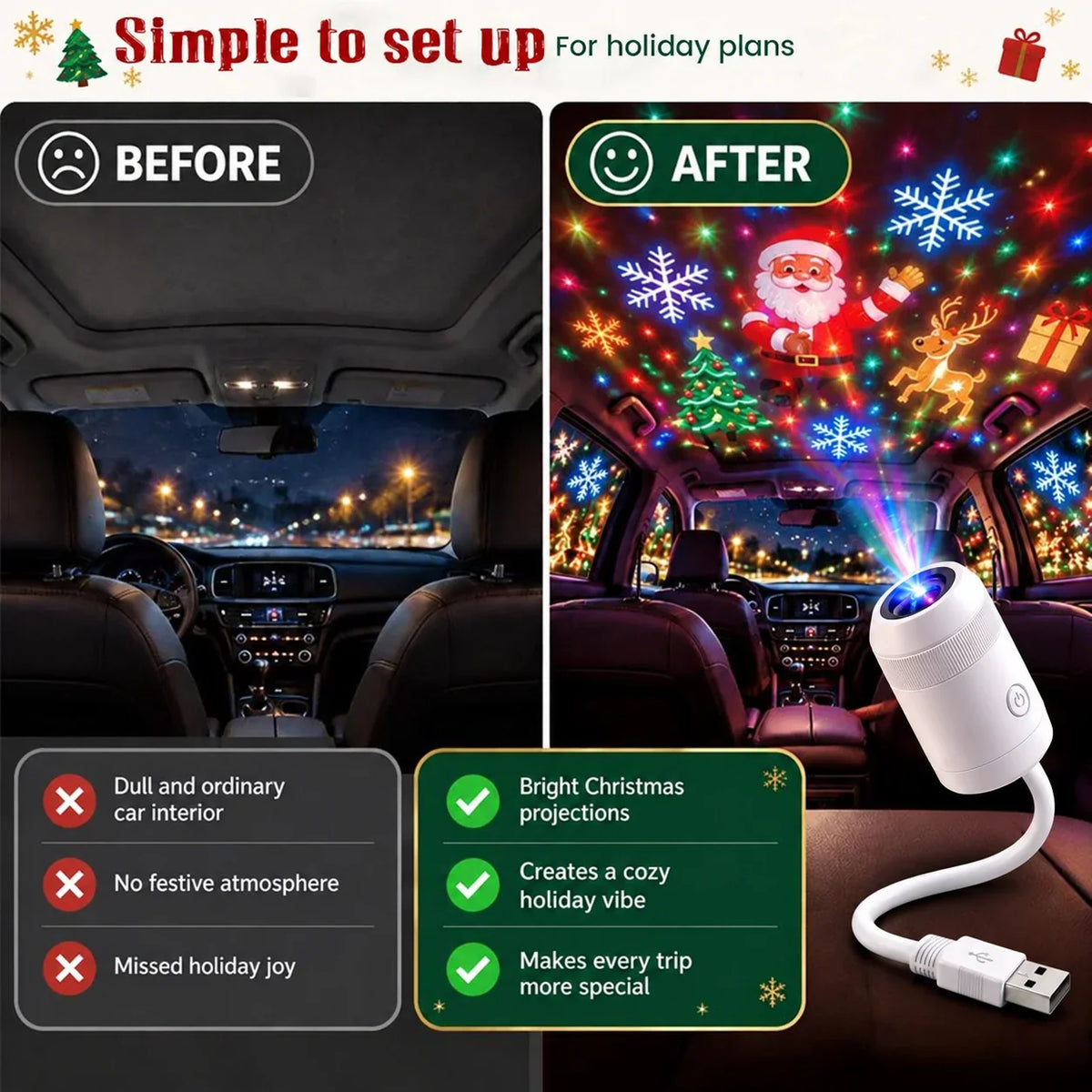 🎅 Christmas Car Projector Light ✨ Bring Holiday Magic on the Road 7