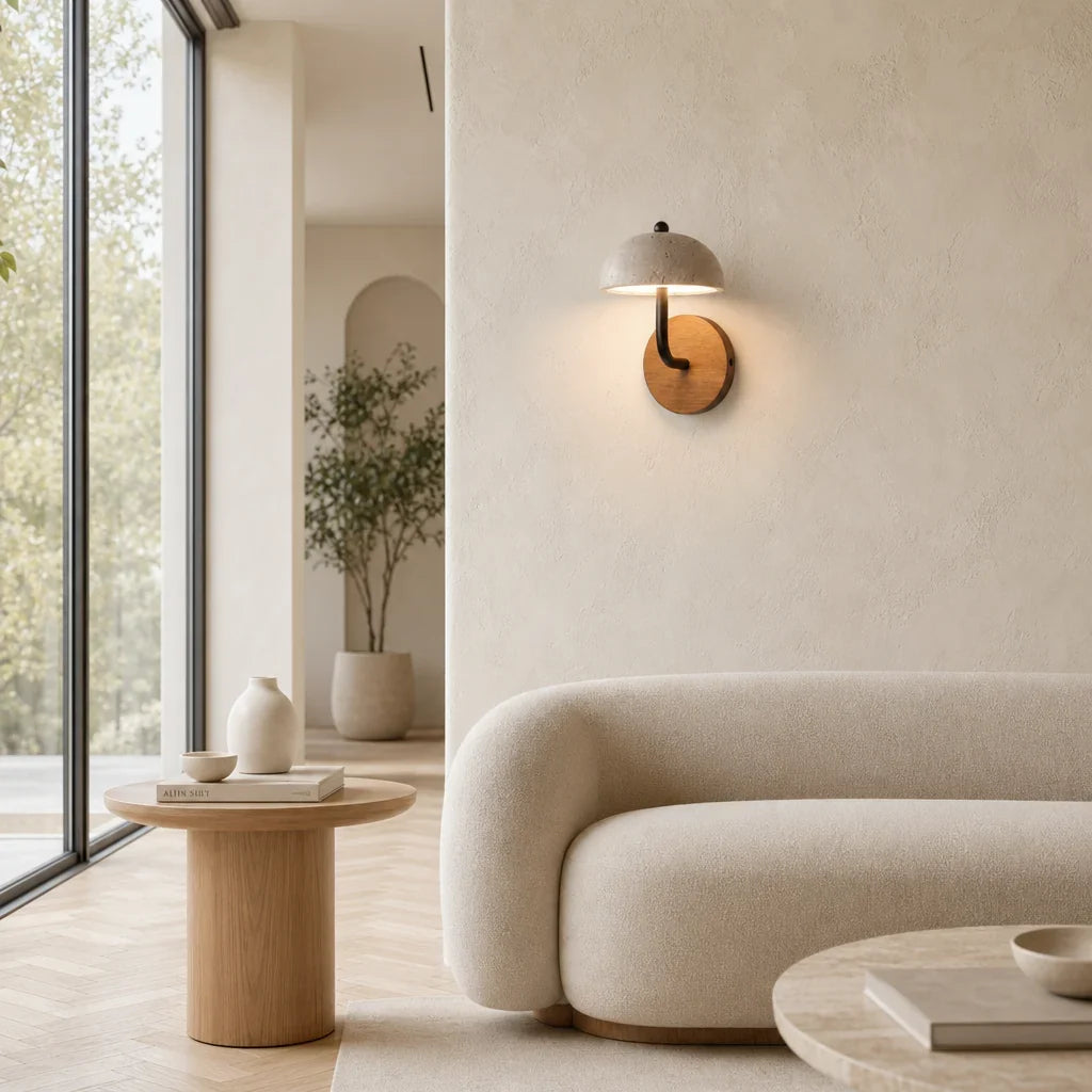 Evan Modern  Travertine Dome Wall Light 5