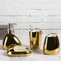 Goldenes Badezimmerzubehör Set – 4-teilig mit Seifenspender und Becher 4