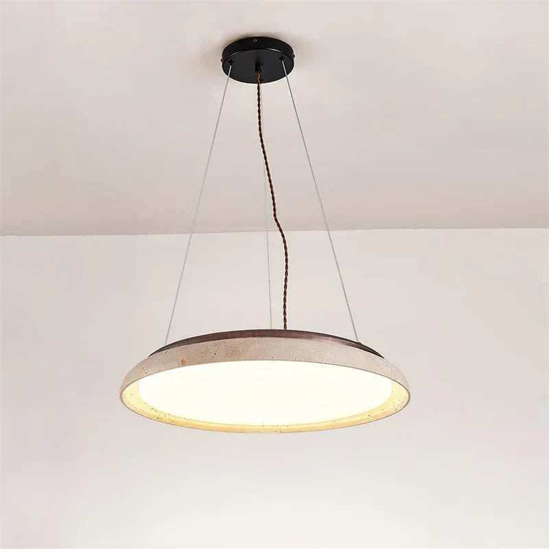 Pheme Wabi-Sabi Round Travertine Stone Pendant Light 7