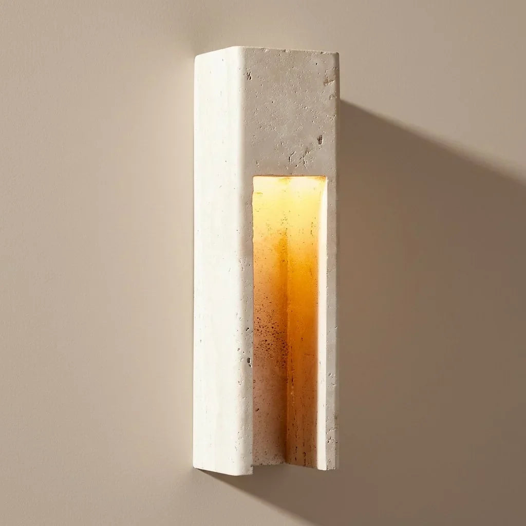 Zoey Minimalist Indoor-Outdoor Travertine Wall Sconce 0