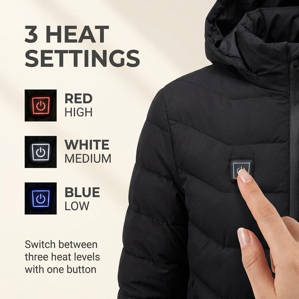 Slimme verwarmingsjas heren – USB-thermostaat en warmtezones VestraGear